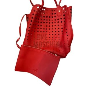 Love Moschino red beach bag